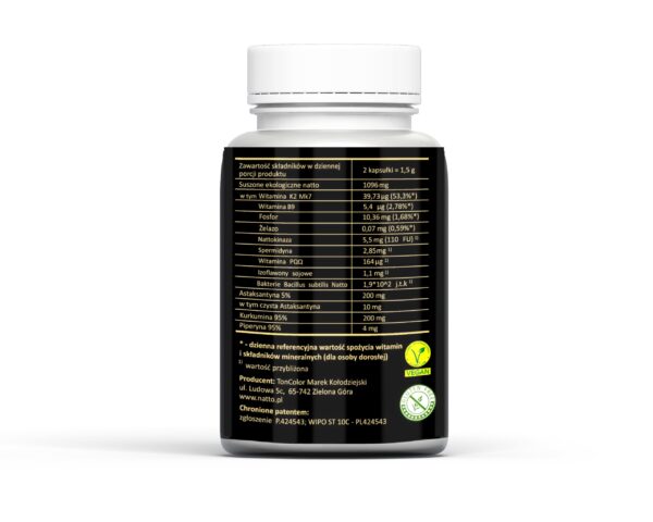 Natto Active Astaksantyna 200Mg Kurkumina 200Mg Piperyna 4Mg- 60 kapsułek 750 mg – Suplement diety - obrazek 2