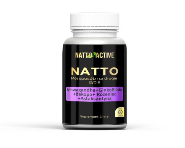 Natto Active Ashwagandha 300Mg Ginko Biloba 300Mg Bakopa 300Mg Różeniec 300Mg – 60 kapsułek 750 mg – Suplement diety