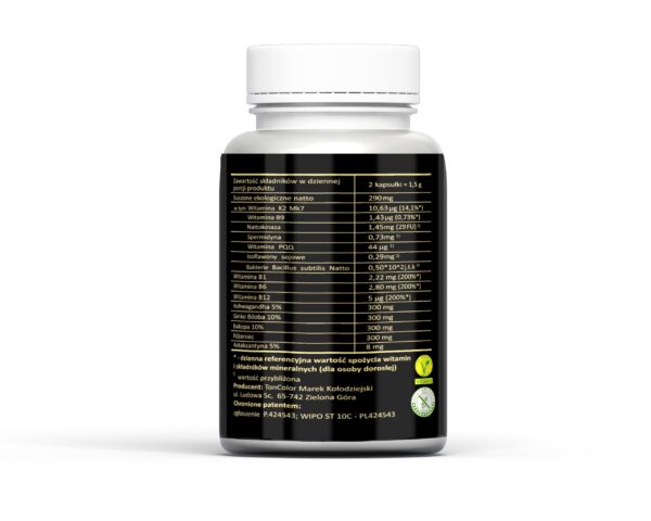 Natto Active Ashwagandha 300Mg Ginko Biloba 300Mg Bakopa 300Mg Różeniec 300Mg – 60 kapsułek 750 mg – Suplement diety - obrazek 2