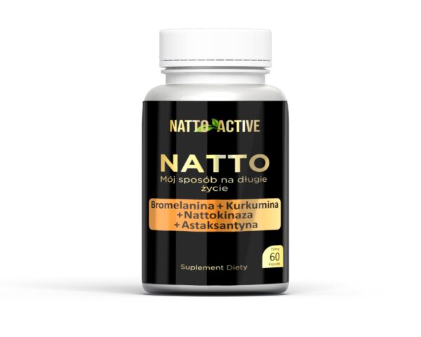 Natto Active Bromelaina 500Mg Kurkumina 300Mg Nattokinaza 100Mg (2000 FU) Astaksantyna 16Mg Piperyna 4Mg- 60 kapsułek 750 mg – Suplement diety