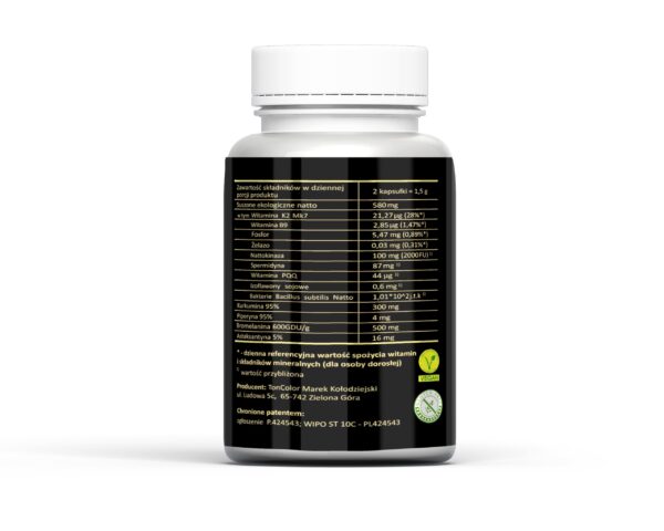 Natto Active Bromelaina 500Mg Kurkumina 300Mg Nattokinaza 100Mg (2000 FU) Astaksantyna 16Mg Piperyna 4Mg- 60 kapsułek 750 mg – Suplement diety - obrazek 3