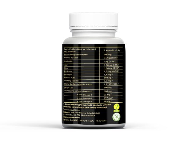 Natto Active Koenzym Q10 300Mg K2 MK7 Nattokinaza – 60 kapsułek 750 mg – Suplement diety - obrazek 3