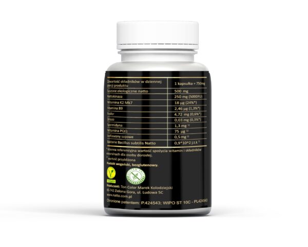 Natto Active Nattokinaza 250Mg 5000 FU K2 MK7 – 60 kapsułek 750 mg – Suplement diety - obrazek 3