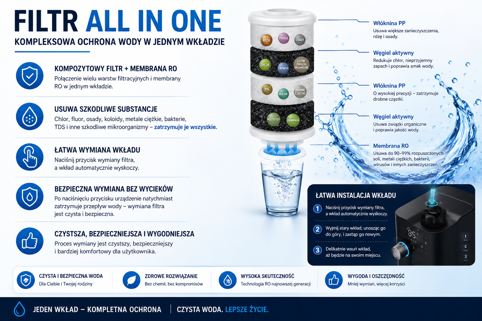 Filtr Odwróconej Osmozy RO All-in-One do MITOHACKER® HydroH₂ System C9 PRO - Zalecana wymiana: co 18–24 miesiące - obrazek 4