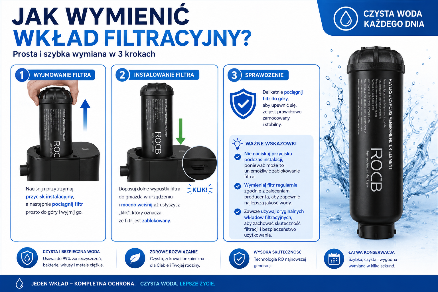 Filtr Odwróconej Osmozy RO All-in-One do MITOHACKER® HydroH₂ System C9 PRO - Zalecana wymiana: co 18–24 miesiące - obrazek 5