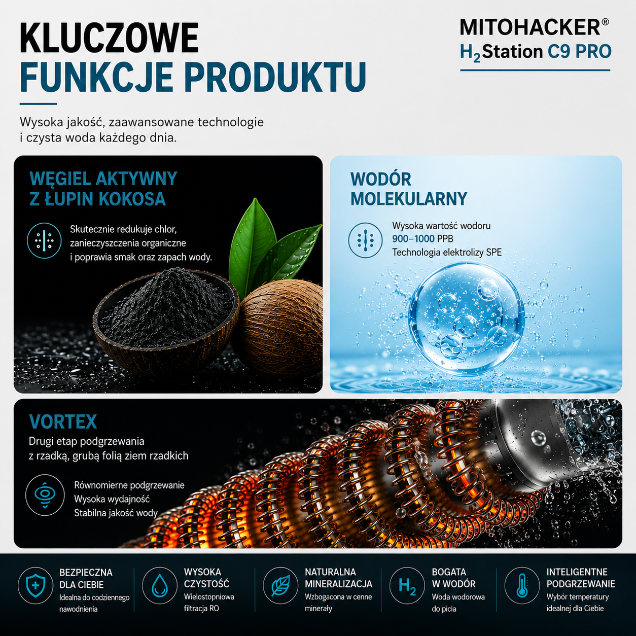 Eco Generator Wody Wodorowej H₂ i System Filtracji Odwróconej Osmozy (RO) – MITOHACKER® HydroSystem H₂ C9 PRO - obrazek 3